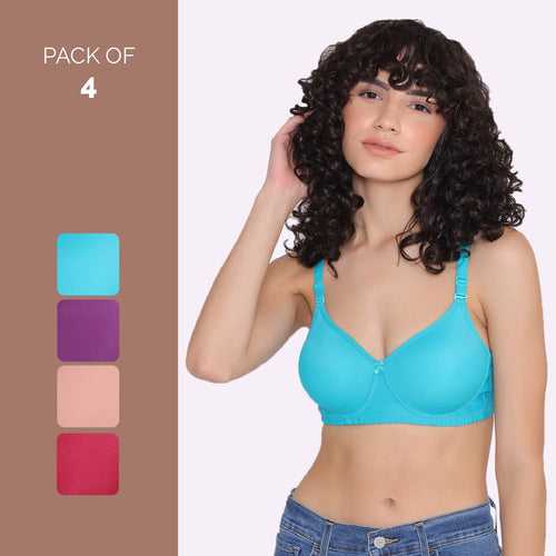 Full Coverage T-Shirt Bra Lightly Padded-LILY (Combo of 4)