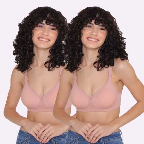 Women's Padded and Non Wired Full Coverage T-Shirt Bra (Pack of 2)-LILY