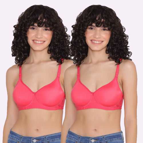 Women's Padded and Non Wired Full Coverage T-Shirt Bra (Pack of 2)-LILY