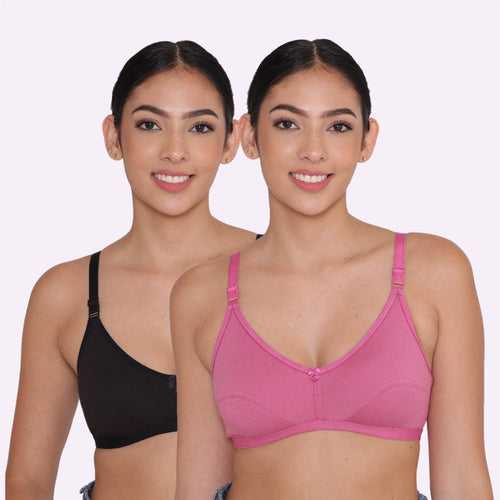 Women's Non Padded Non-Wired Regular Bra-Paris Combo of 2