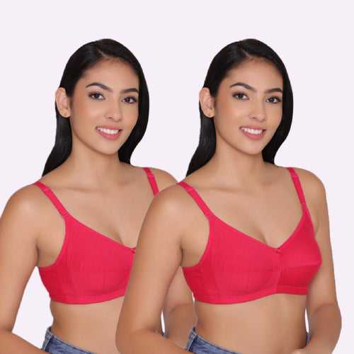 Women's Non Padded Non Wired Full Coverage Bra with No Spillage (Pack of 2)-ELSA