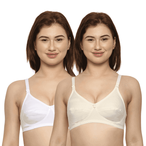 Women's Non Padded Non Wired Full Coverage Bra Cotton (Pack of 2)-IVY