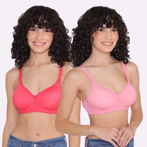 Women's Padded and Non Wired Full Coverage T-Shirt Bra (Pack of 2)-LILY
