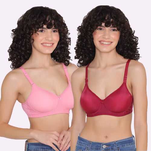 Women's Padded and Non Wired Full Coverage T-Shirt Bra (Pack of 2)-LILY