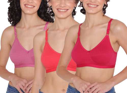 Women's Non Padded Non-Wired Regular Bra-RIO Combo of 3