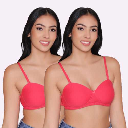 Women Lightly Padded Non Wired Tshirt Bra (Pack of 2)-ROMI