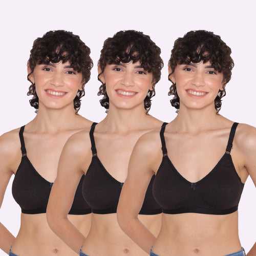 Women's Non Padded Non-Wired Regular Bra-RIO Combo of 3