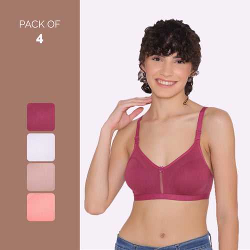 Women's Non Padded Non-Wired Regular Bra-VEGAS COMBO OF 4