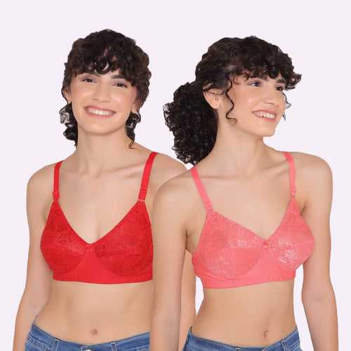 Women's Full coverage non padded Bra (Pack of 2)-Dora