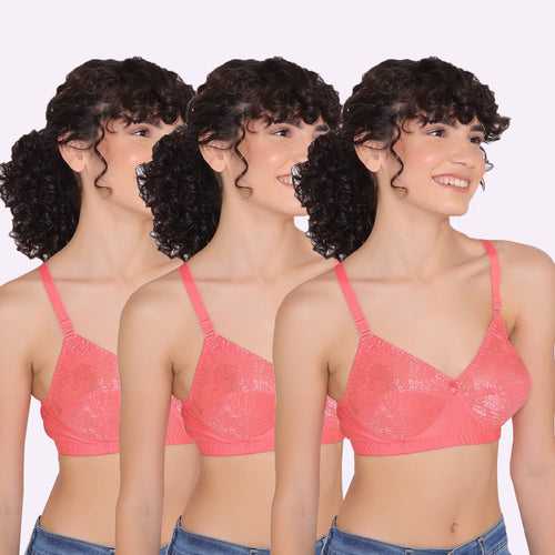 Women's Full coverage non padded Bra (Pack of 3)-Dora