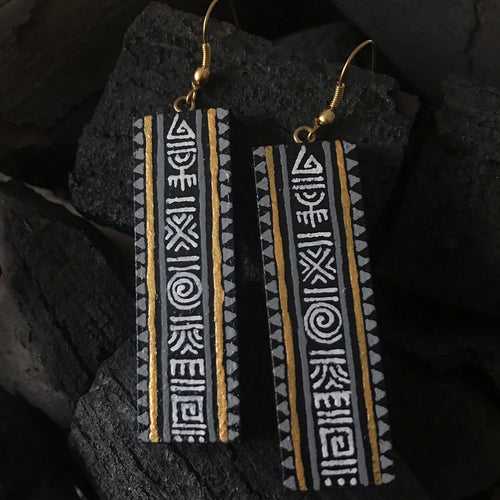 Handpainted miniature painting earrings on pine wood (MDF)