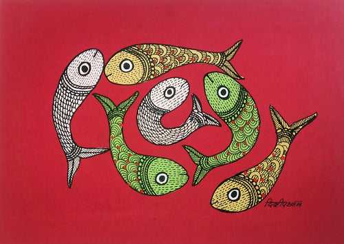 Gond folk art painting by Dilip Shyam