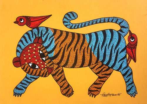 Gond folk art painting by Dilip Shyam