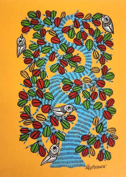 Gond folk art painting by Dilip Shyam