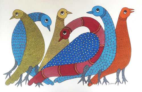Gond folk art painting by Dilip Shyam