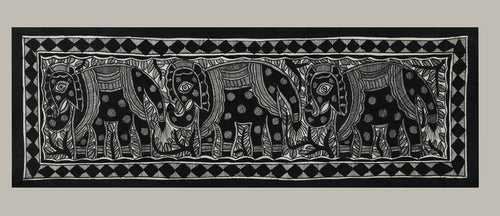 Godna painting "Elephants" by Ranjit Paswan