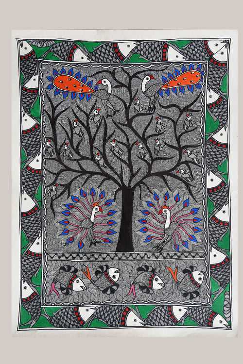 Godna painting "Tree of Life" by Ranjit Paswan