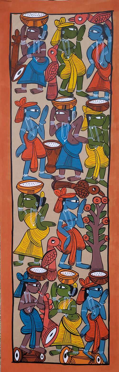 KalighatPainting _Tribal Dance_by BapiChitrakar