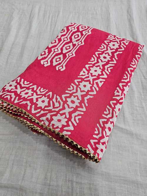 593003 Pure Soft Cotton Batik Printed Saree - red