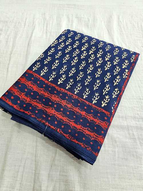 594004 Pure Cotton hand block Printed Saree