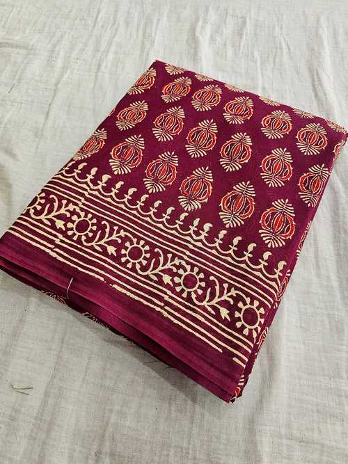 594005 Pure Cotton hand block Printed Saree