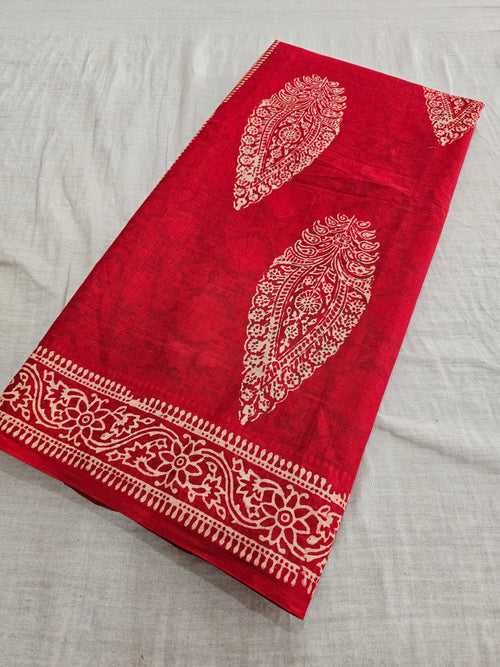 597008 Pure Cotton hand block Printed Saree