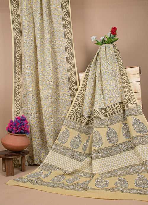 594011 Pure Cotton hand block Printed Saree