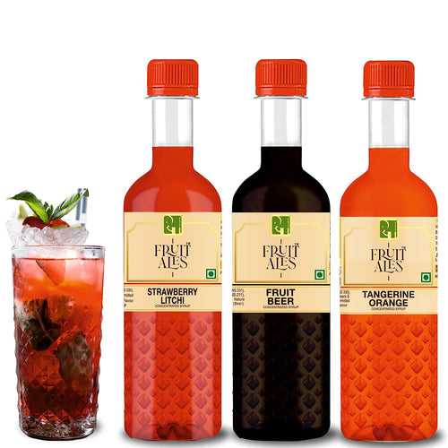 Mocktail Syrup Mixer Combo - Fruit Beer, Tangerine Orange & Strawberry Litchi Syrup - (3x300ml)