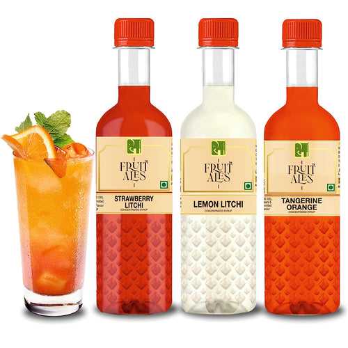 Mocktails Syrup - Strawberry Litchi, Orange Lemonade & Lemon Litchi for House Parties - (3 x 300ml)