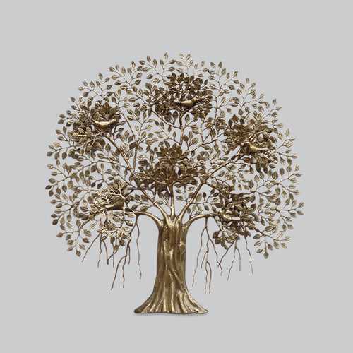 Brass Tree with Birds Wall Hanging 60 in