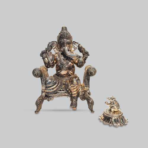 Silver Big Ganeshji on Sinhasan