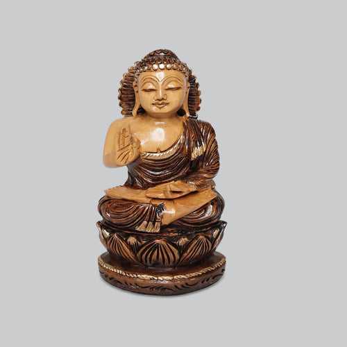 Wooden Buddha Sitting 6 in