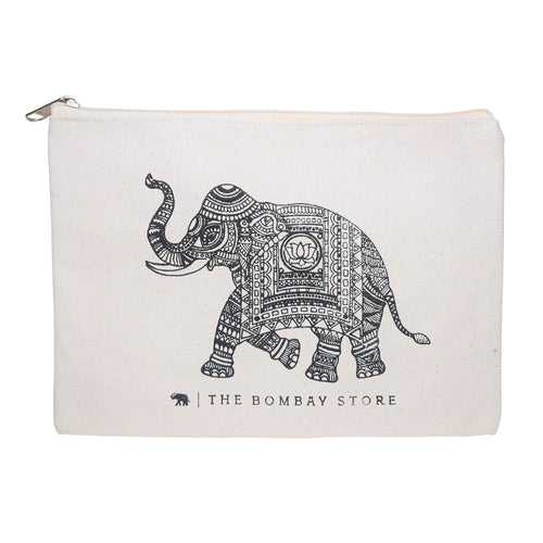 Elephant Printed Cotton Pouch
