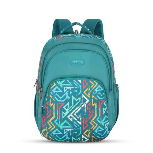 Lavie Sport Vector 39L Printed School Unisex Backpack with Rain cover for Boys & Girls Teal