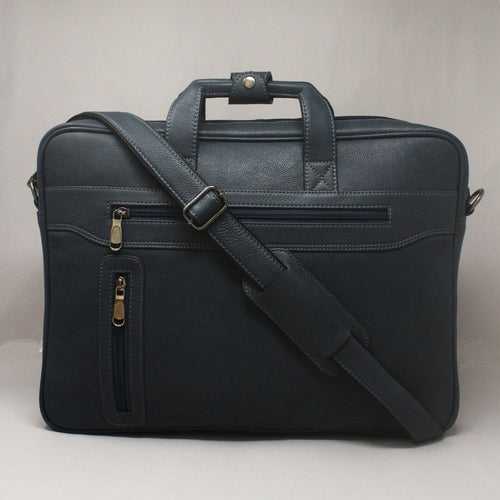 Ambitie Rank Genuine Leather Dark Blue Laptop Bag