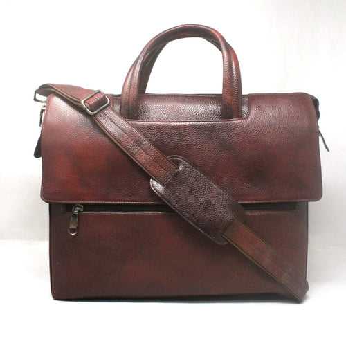 Taha Flap Genuine Leather Brown Laptop Bag THL6