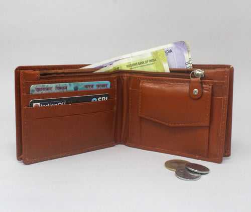 Tan Finished Real Leather Wallet for  Men FLW2