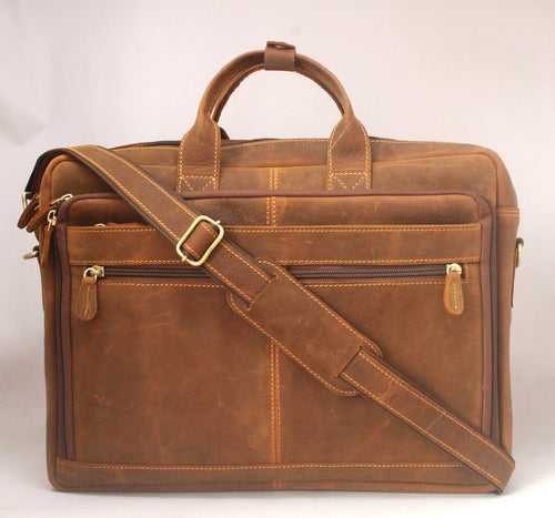 Rank Oil Pullup Genuine Leather Laptop Bag