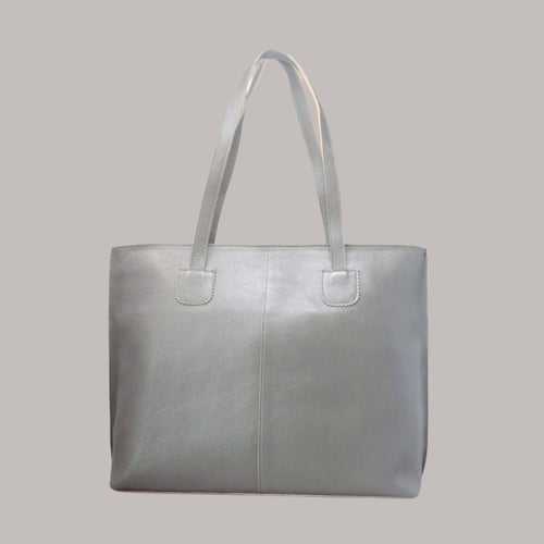 Taha Genuine Leather Grey Women's Tote Bag