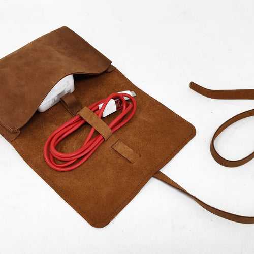 Jog Genuine Leather Cable Cover Charger Holder