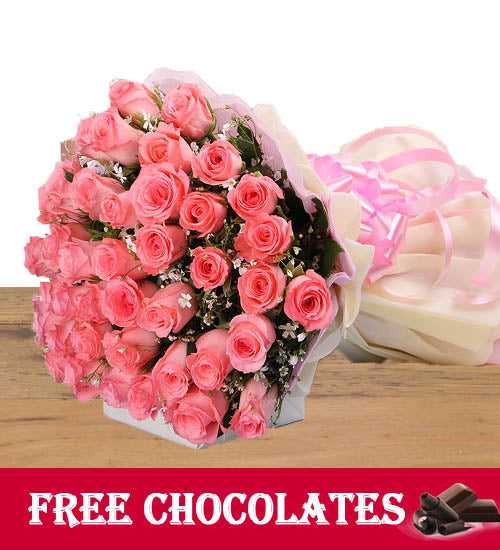 Pink Bliss - Loving Valentines Bouquet | FREE Chocolates