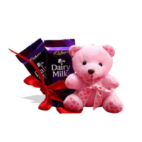 A great Combo of 6 Inch Teddy bear with your all time favourite Dairy Milk Chocolate