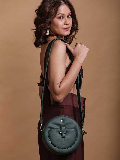 Horra Stylish Round Crossbody Sling with Detachable Strap