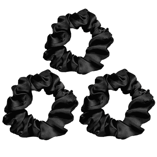 Black Large Silk Scrunchies- 3
