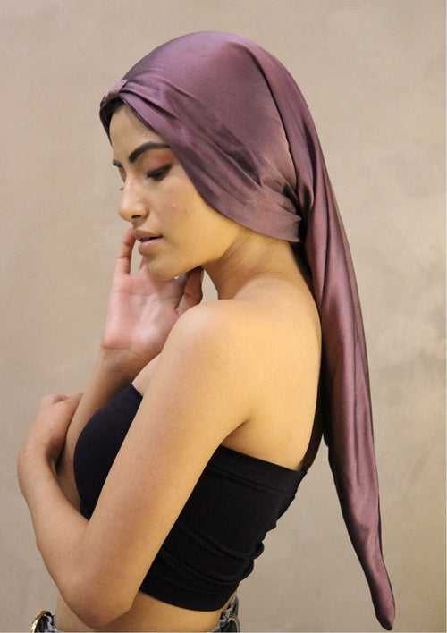 Dark Mauve Long Silk Hair Wrap