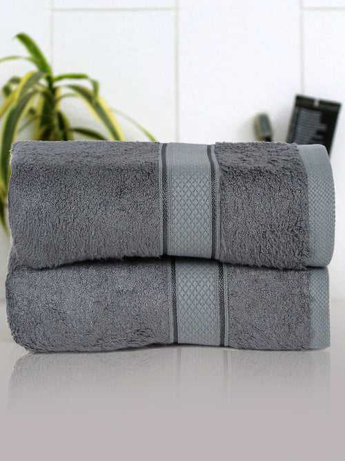 Cantabil Unisex Dark Grey Solid Set of 2 Hand Towel