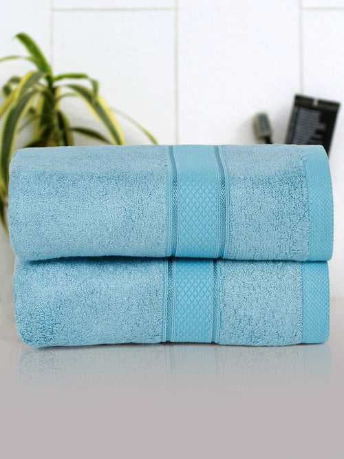 Cantabil Unisex Turquoise Blue Solid Set of 2 Hand Towel