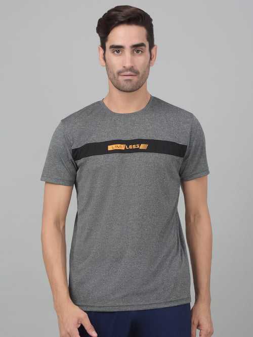 Cantabil Men's Grey Solid Half Sleeve Activewear T-shirt