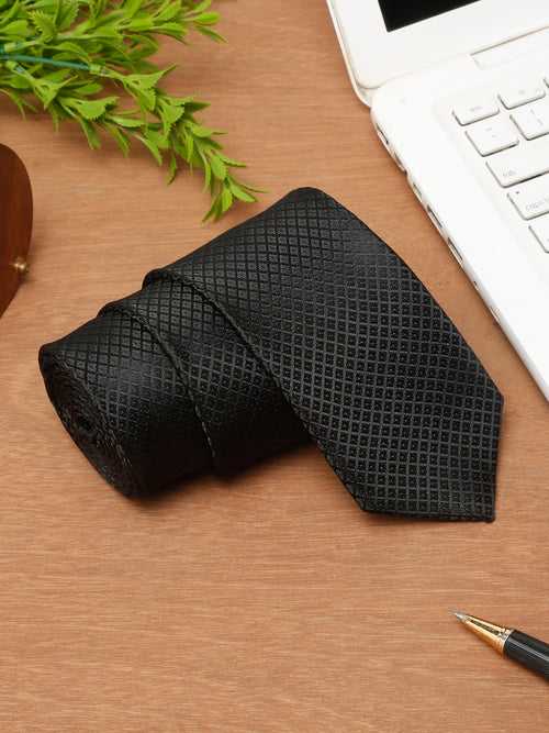Cantabil Men's Black Printed Broad Tie