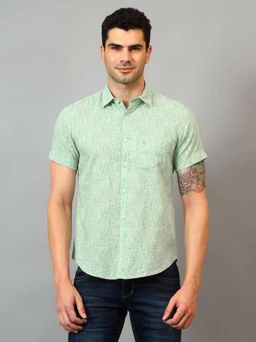 Cantabil Men's Green Printed Half Sleeves Casual Shirt